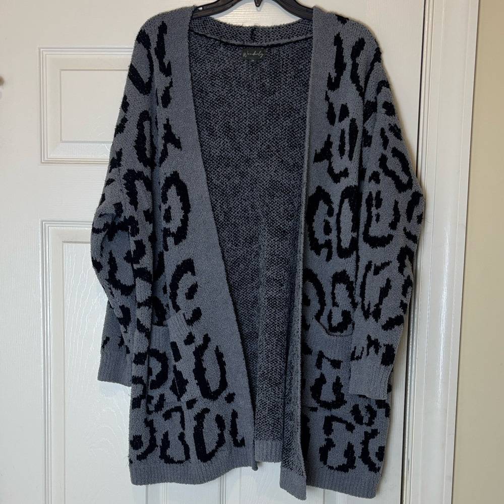 Wonderly Animal Print Open Front Cardigan size 2X